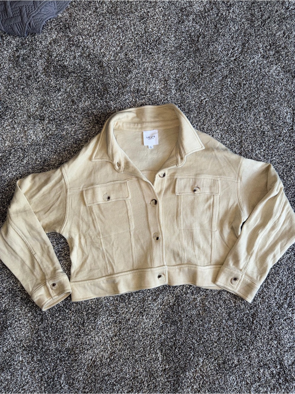 Le Lis Beige Cropped Jean Jacket